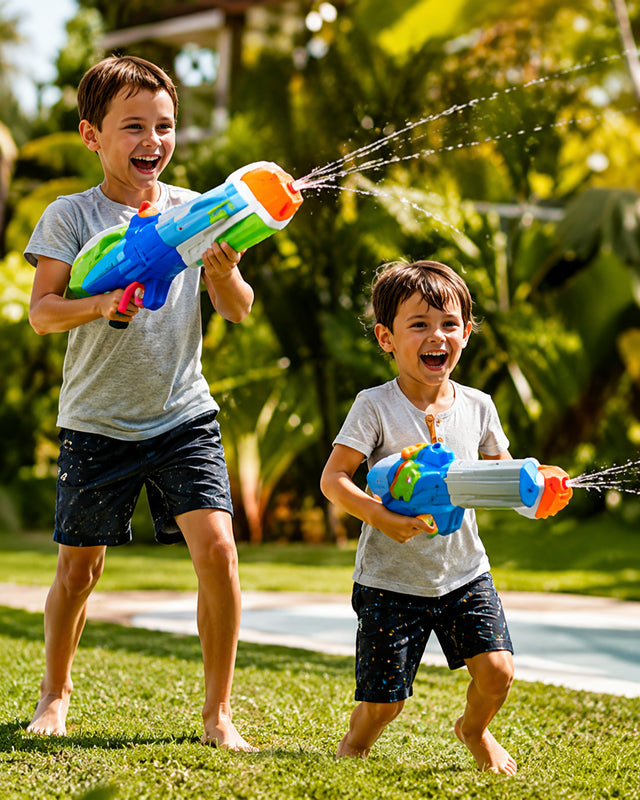 Backyard water toy play