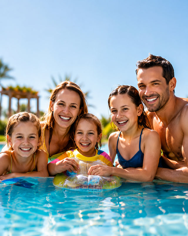 Family pool moment